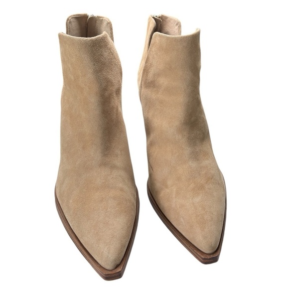 Vince Camuto Gigietta Ankle Boots Booties Size 11 Tan Suede Leather Block Heel - Picture 5 of 12